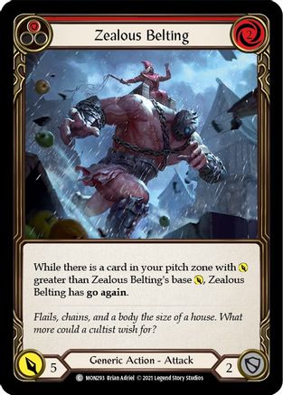 Zealous Belting (Red) (MON293) 1st Edition Rainbow Foil