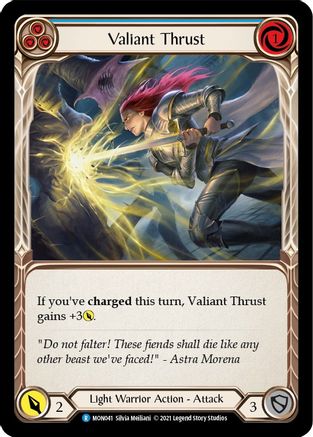 Valiant Thrust (Blue) (MON041) Unlimited Edition Rainbow Foil