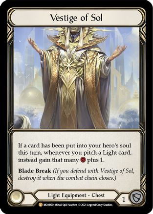 Vestige of Sol (MON060) 1st Edition Cold Foil