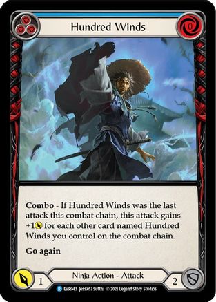 Hundred Winds (Blue) (EVR043) 1st Edition Rainbow Foil