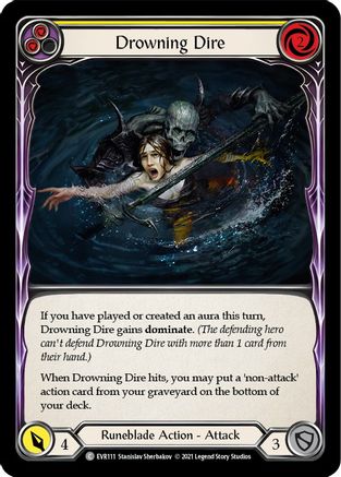 Drowning Dire (Yellow) (EVR111) 1st Edition Rainbow Foil
