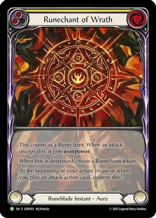 Runechant of Wrath (Yellow) (GEM183) Rainbow Foil