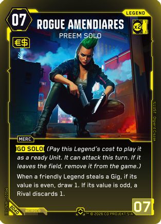 Rogue Amendiares - Preem Solo (Rare) (B040) - Welcome to Night City Beta Foil