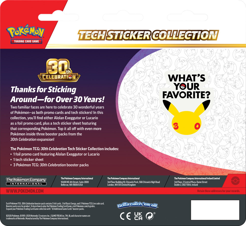 Pokémon TCG: 30th Celebration Tech Sticker Collection