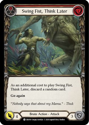 Swing Fist, Think Later (Red) (CRU019)  Unlimited Edition Rainbow Foil