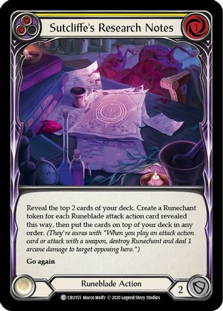 Sutcliffe's Research Notes (Yellow) (CRU155)  Unlimited Edition Rainbow Foil