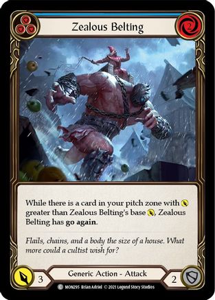 Zealous Belting (Blue) (MON295)  1st Edition Rainbow Foil