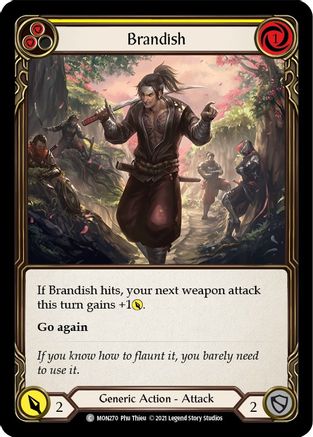 Brandish (Yellow) (MON270)  1st Edition Rainbow Foil