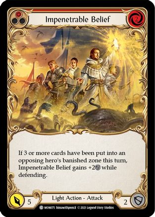 Impenetrable Belief (Red) (MON075)  1st Edition Rainbow Foil