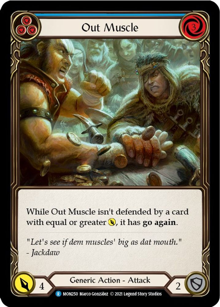 Out Muscle (Blue) (MON250)  Unlimited Edition Rainbow Foil