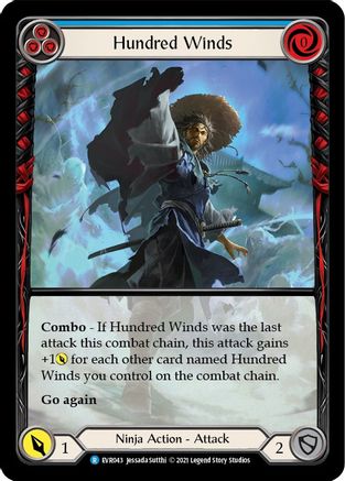 Hundred Winds (Blue) (Extended Art) (EVR043)  1st Edition Rainbow Foil
